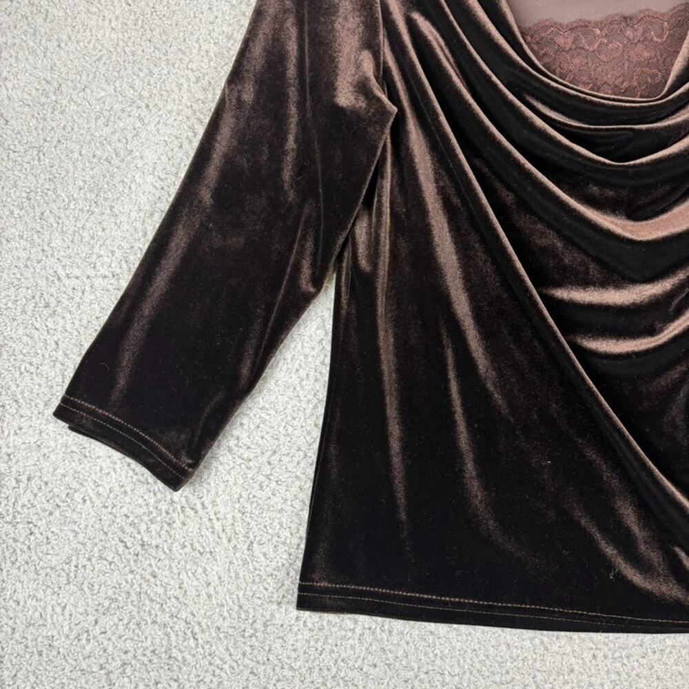 Vtg Y2k Cowl Neck Velvet Top Large Dark Romantic Whimsygoth Fairy Stretchy 90s - Picture 2 of 9